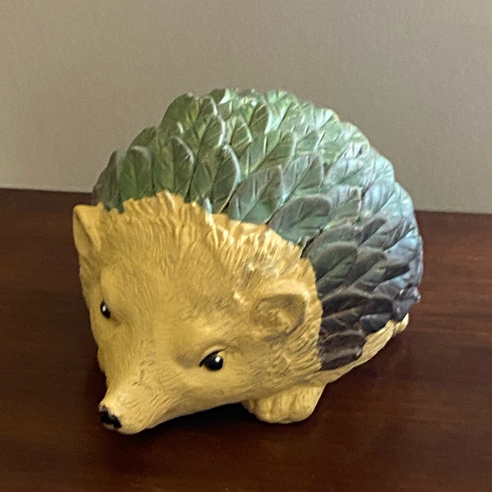 Hedgehog Garden figurine with leaves as quills